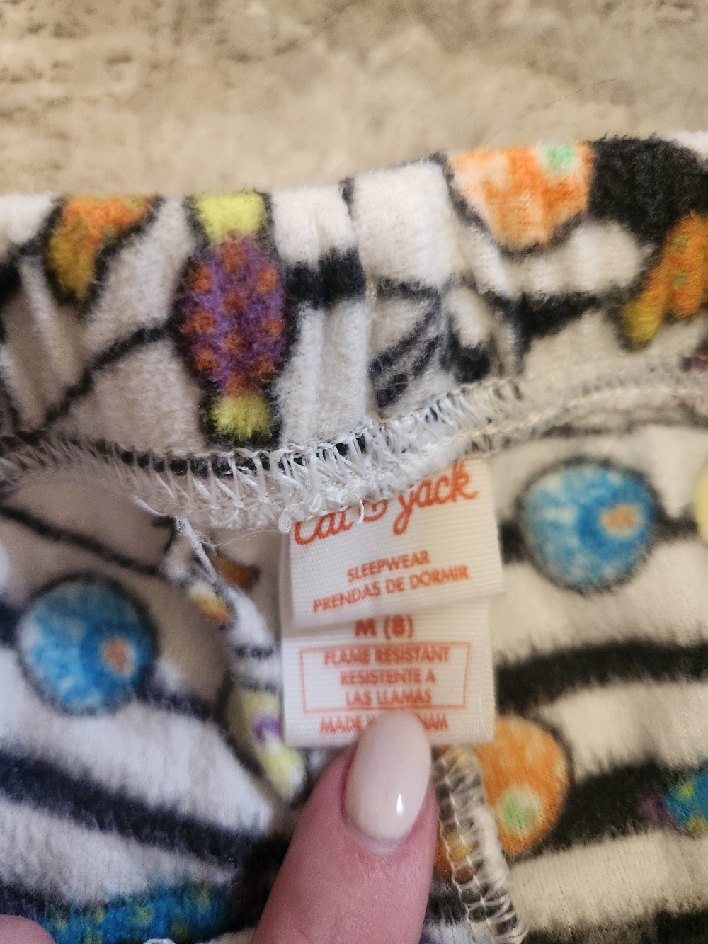Cat & Jack White Pajama Pants with Multicolor Candy and Stripes - Picture 2 of 2